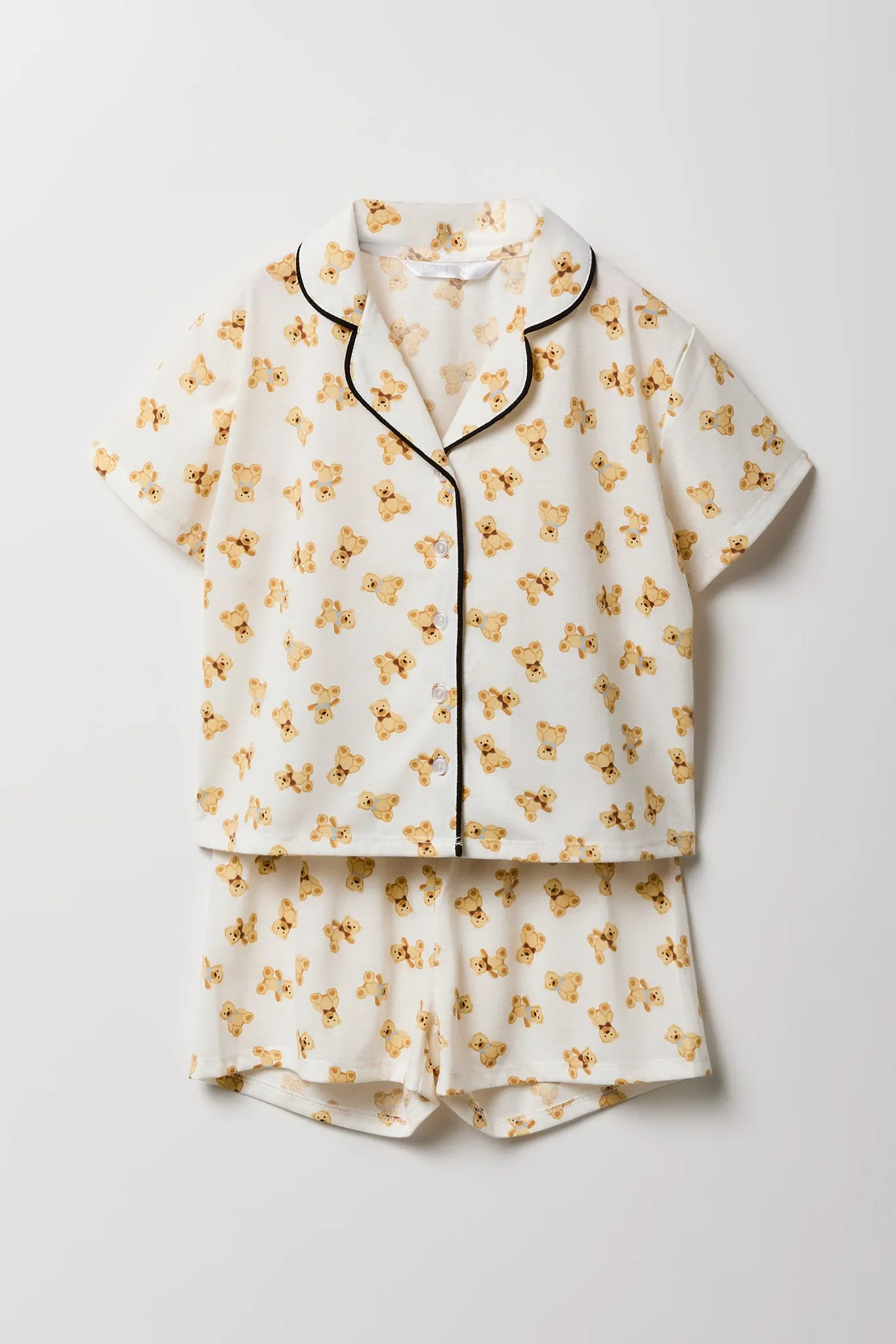 Girls Button-Up Top & Short 2 Piece Pajama Set