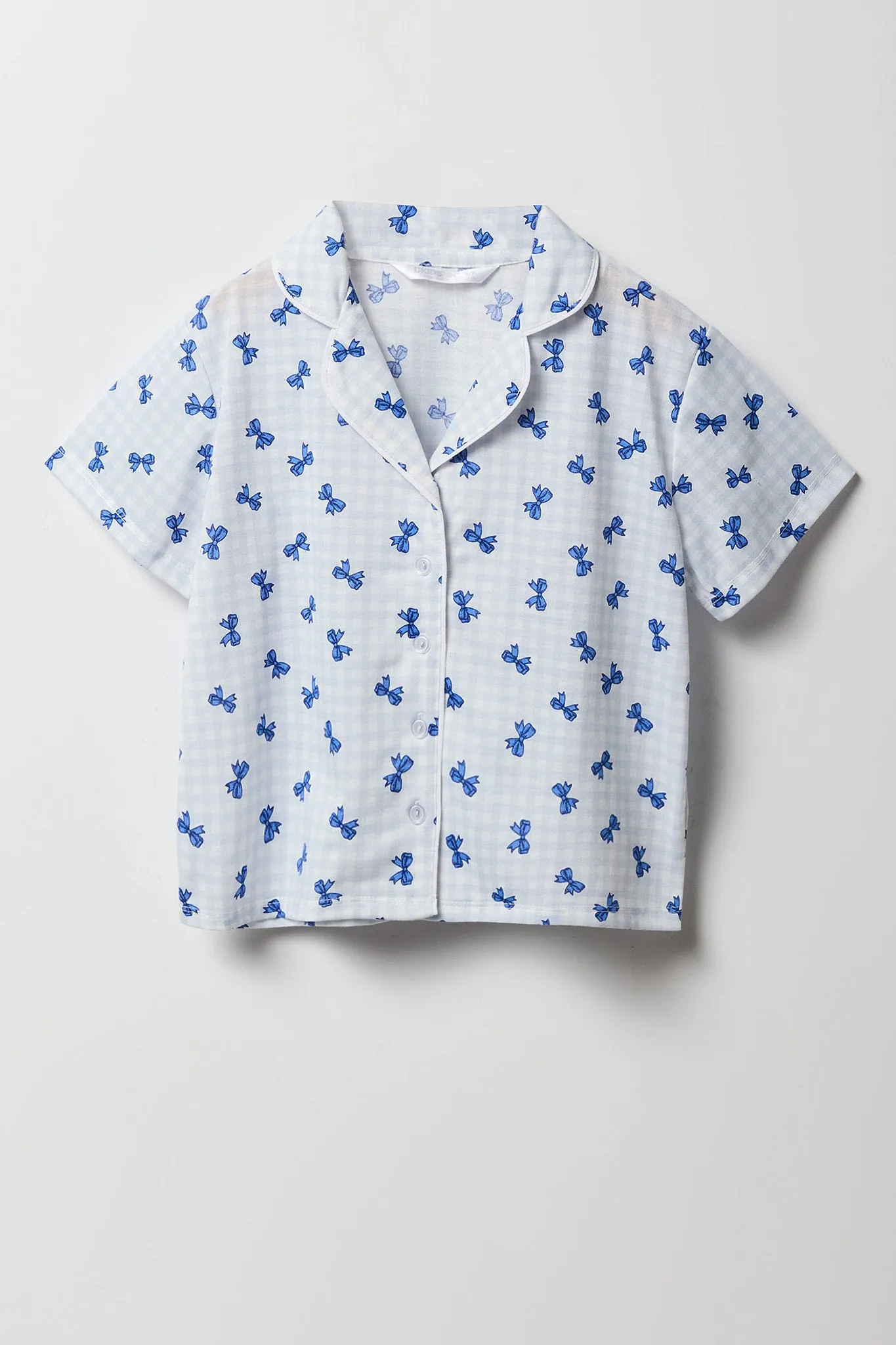 Girls Button-Up Top & Short 2 Piece Pajama Set