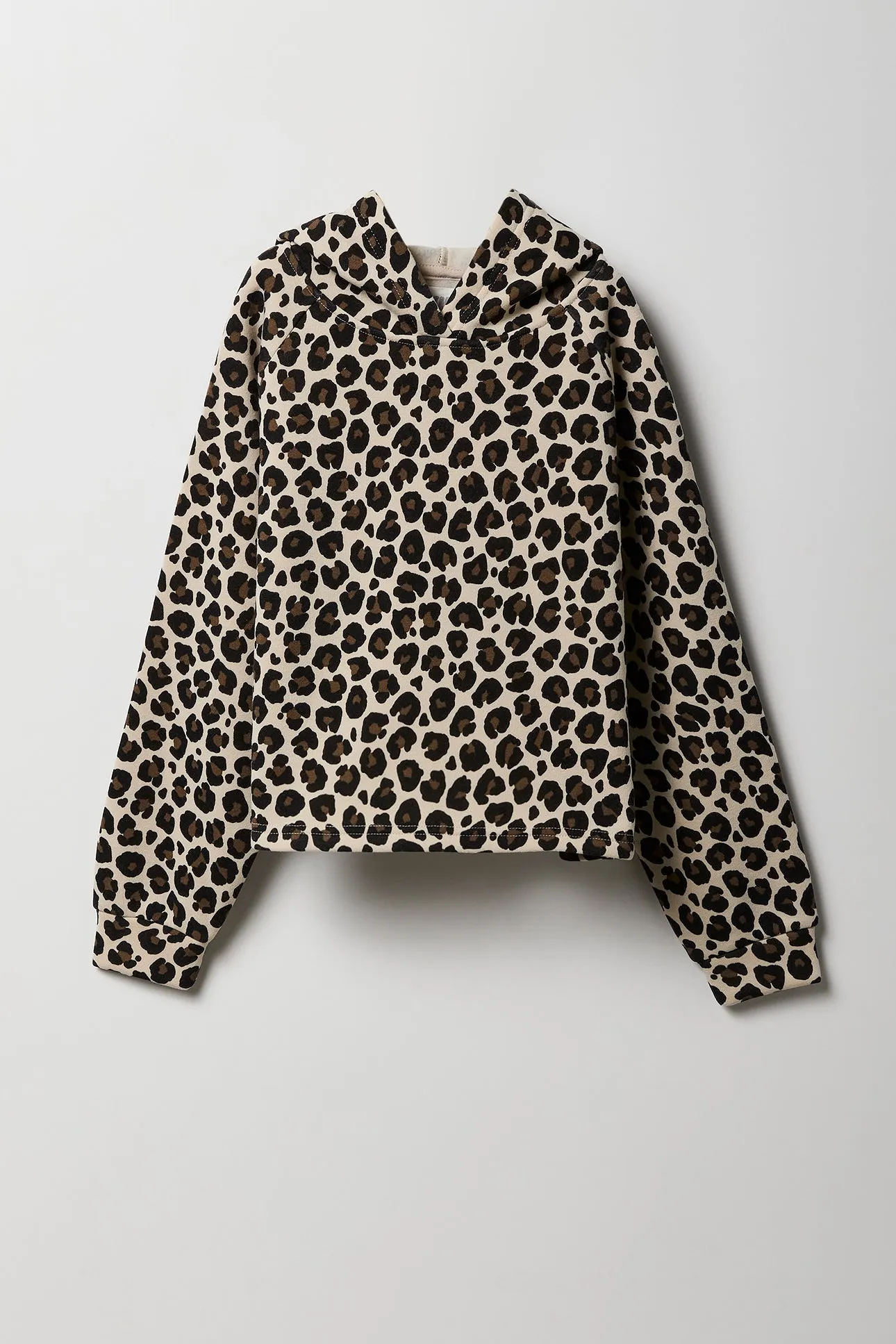Girls Cheetah Print Fleece Hoodie & Short 2 Piece Set
