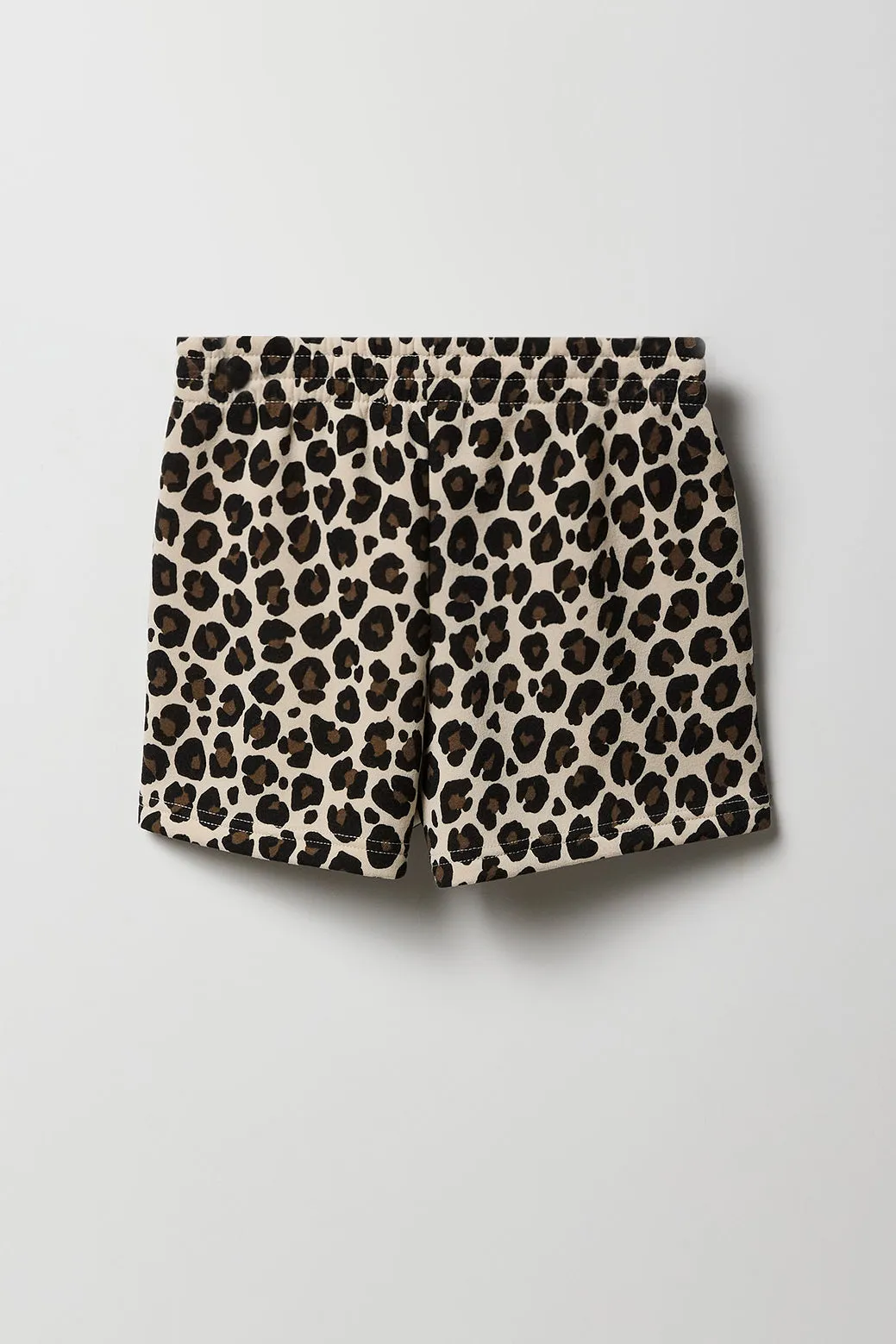 Girls Cheetah Print Fleece Hoodie & Short 2 Piece Set