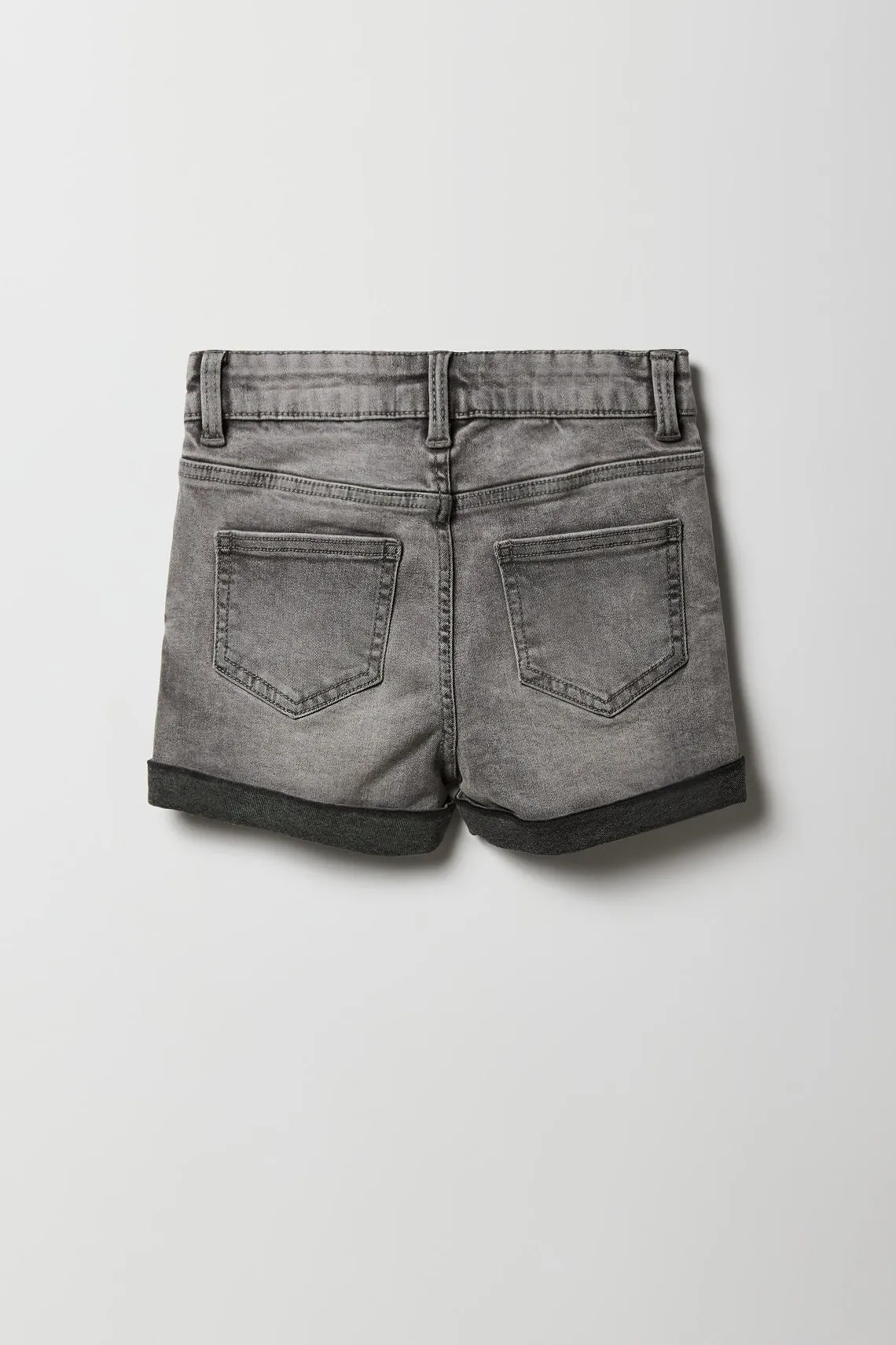 Girls Distressed Denim Mid Rise Shortie