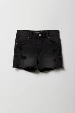 Girls Distressed Denim Mid Rise Shortie