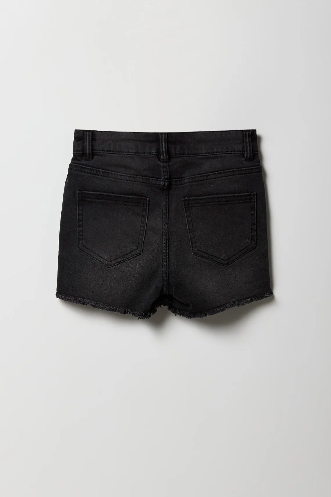 Girls Distressed Denim Mid Rise Shortie
