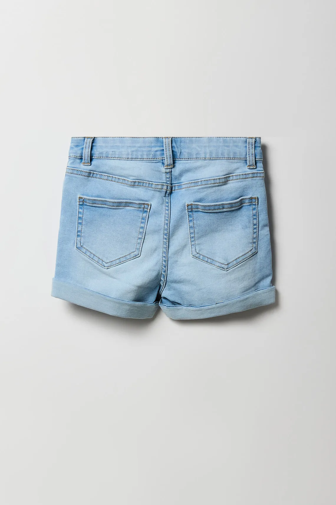 Girls Distressed Denim Mid Rise Shortie
