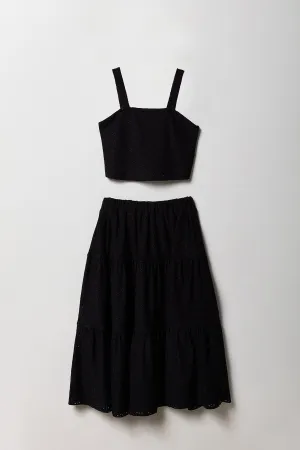 Girls Eyelet Tank & Maxi Skirt 2 Piece Set