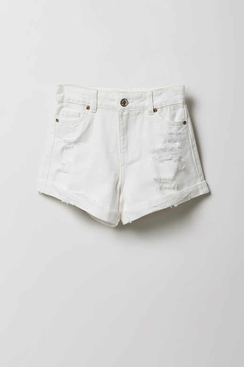 Girls High Rise Distressed Mom Short