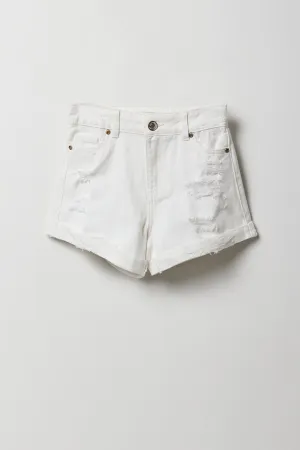Girls High Rise Distressed Mom Short