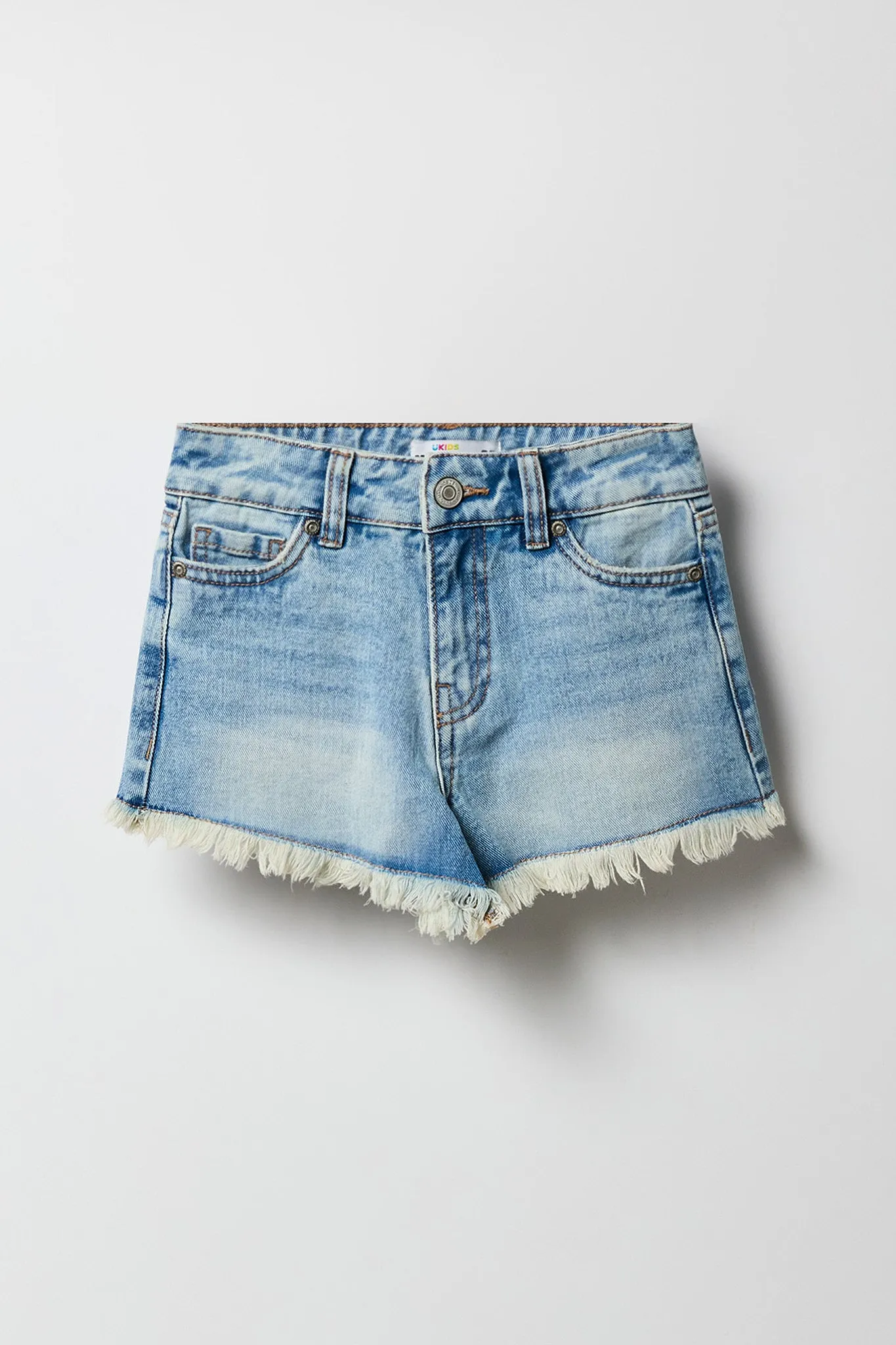 Girls High Rise Frayed Hem Beach Short