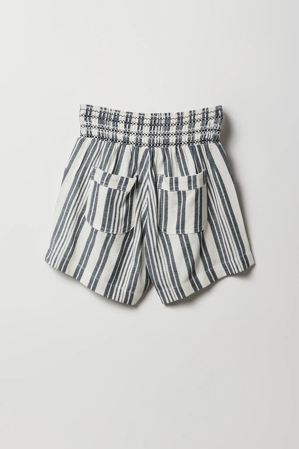Girls Linen Smocked Waist Short