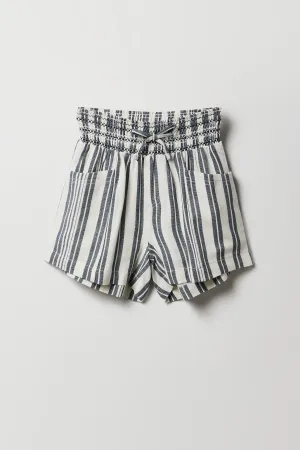 Girls Linen Smocked Waist Short