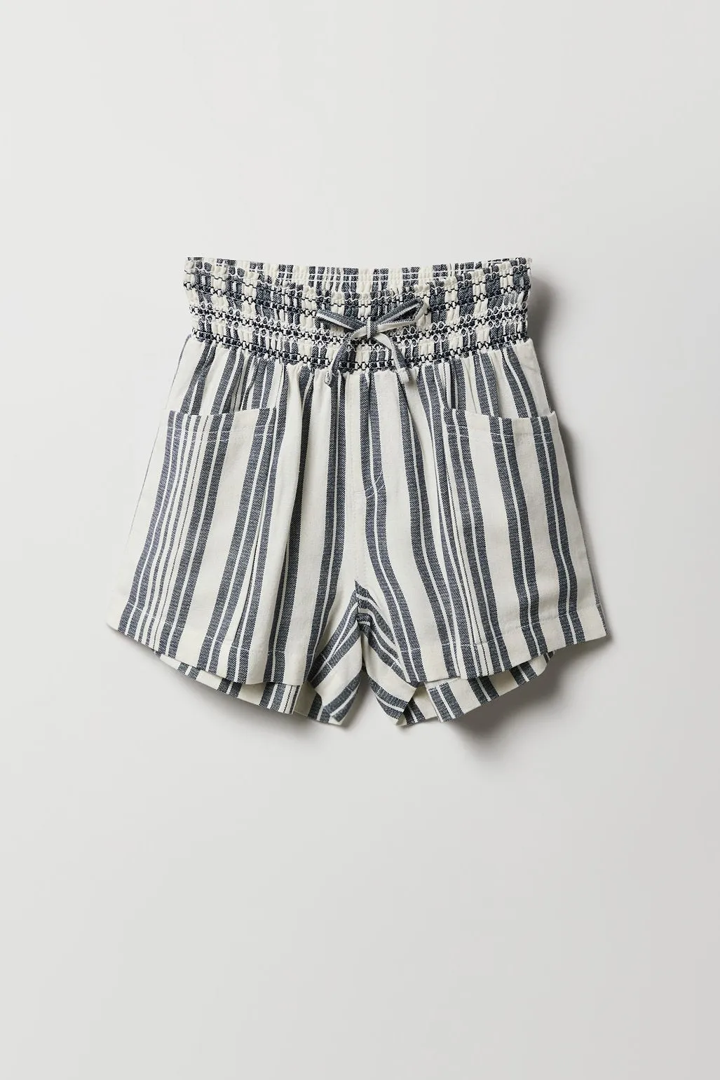 Girls Linen Smocked Waist Short
