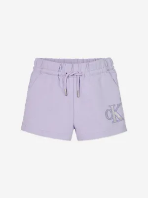 Girls Metallic CK Shorts in Purple