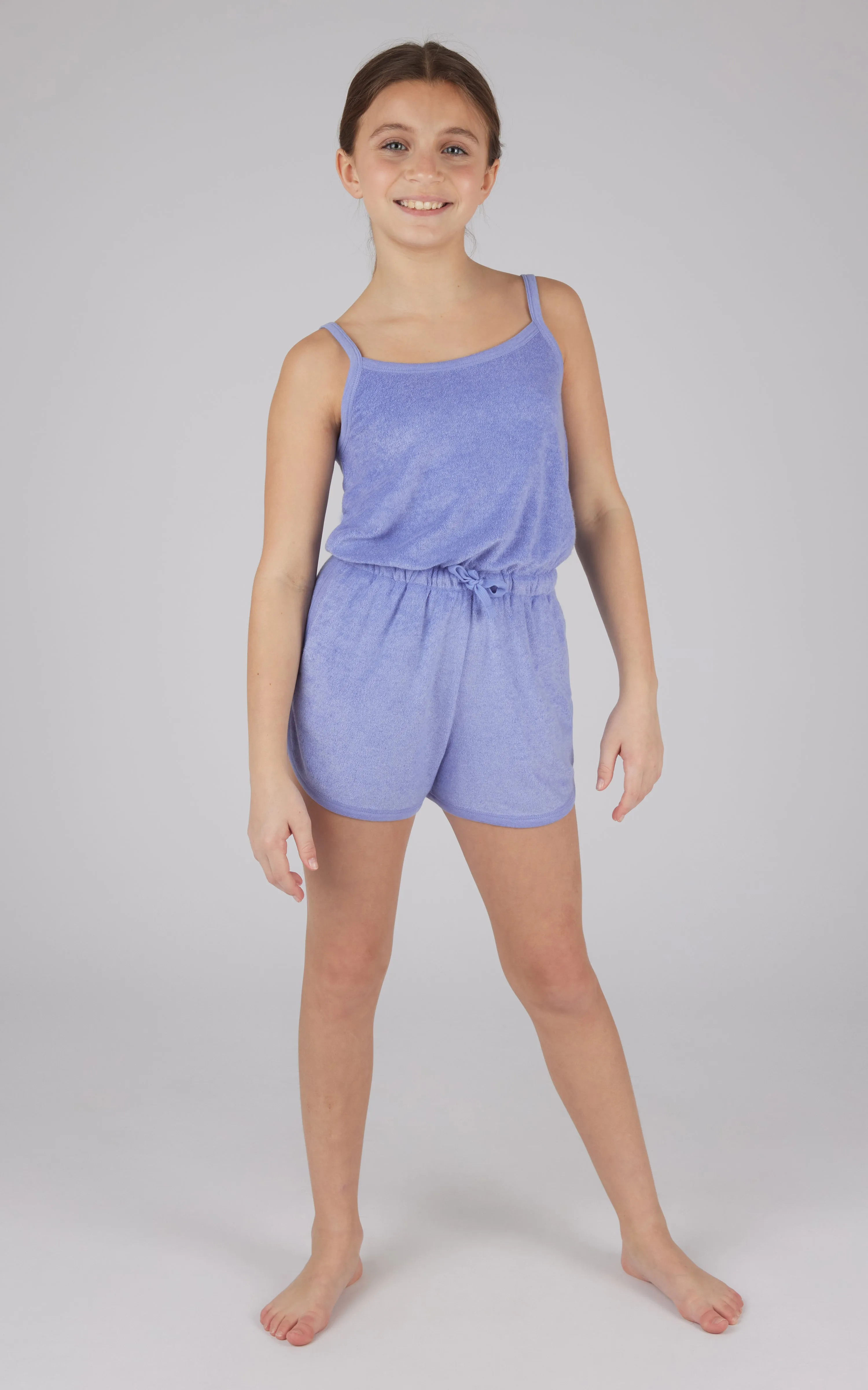 Girls Towel Terry Tie Waist Romper