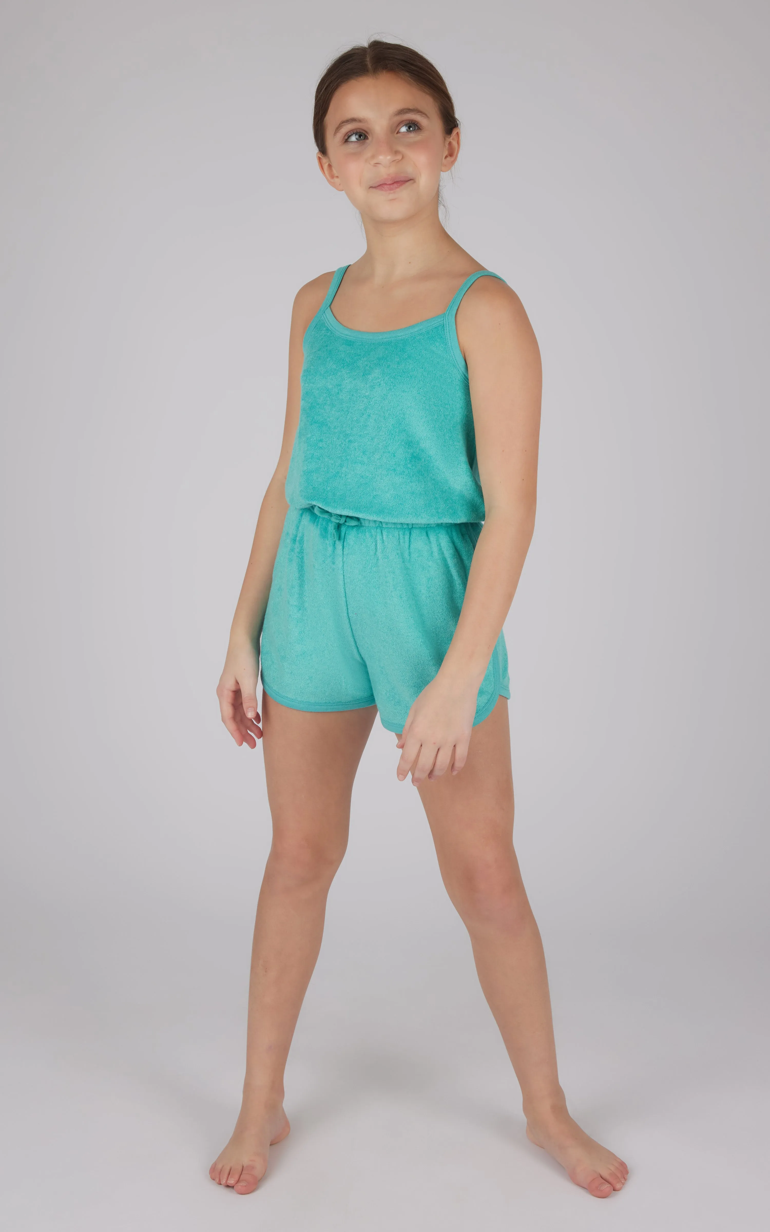 Girls Towel Terry Tie Waist Romper