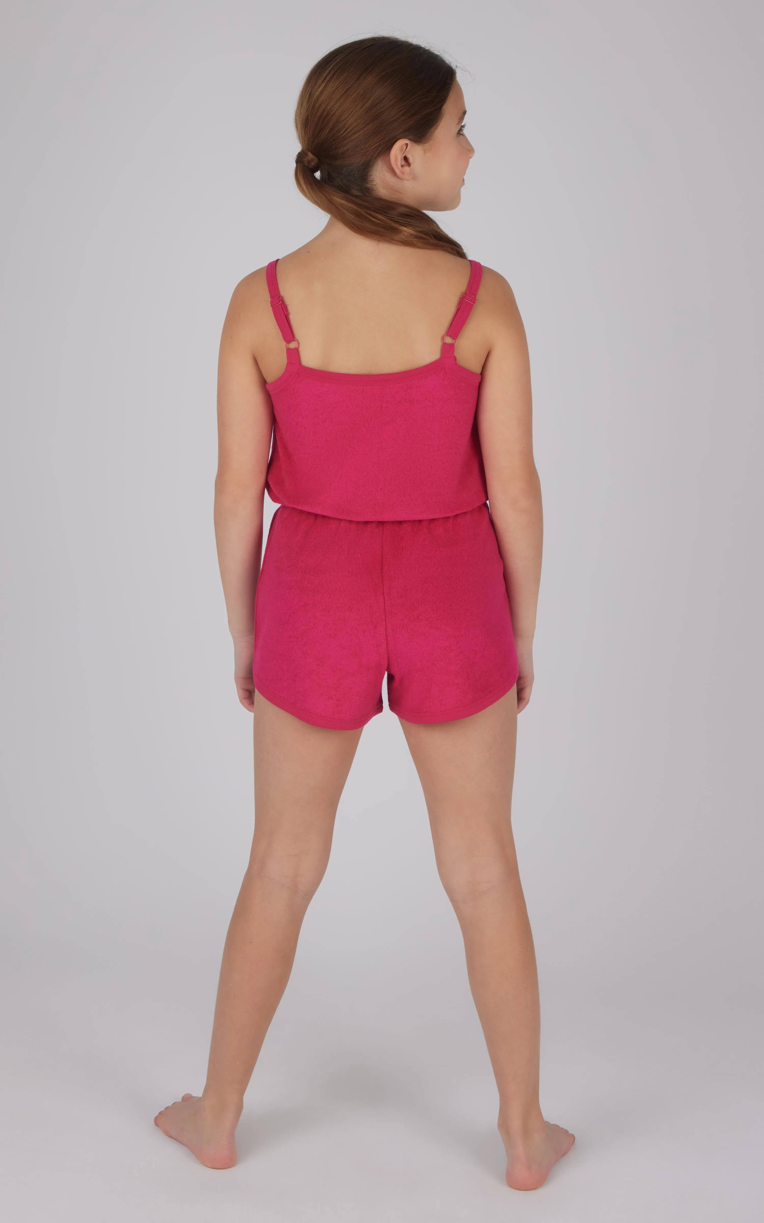 Girls Towel Terry Tie Waist Romper