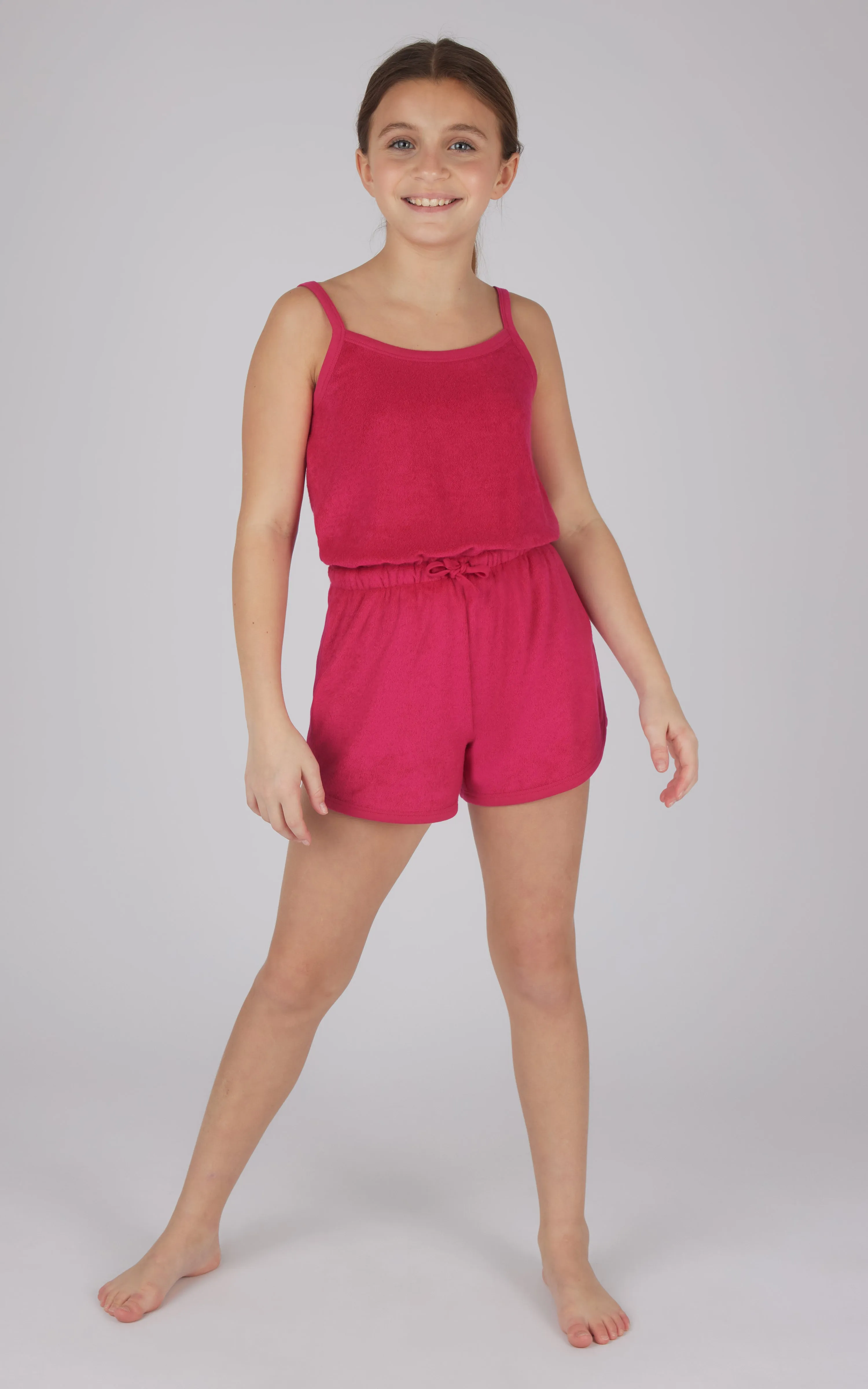 Girls Towel Terry Tie Waist Romper