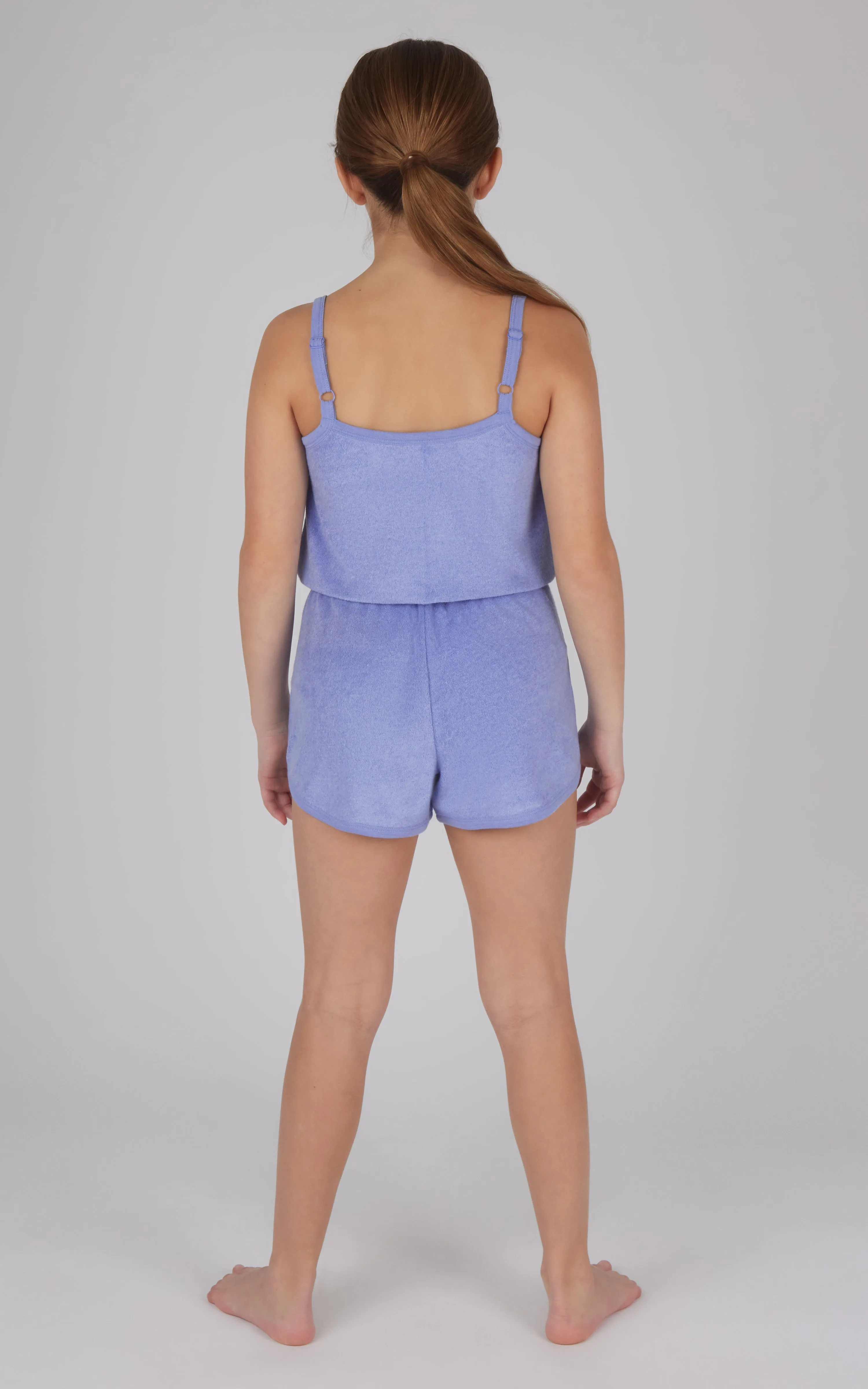 Girls Towel Terry Tie Waist Romper