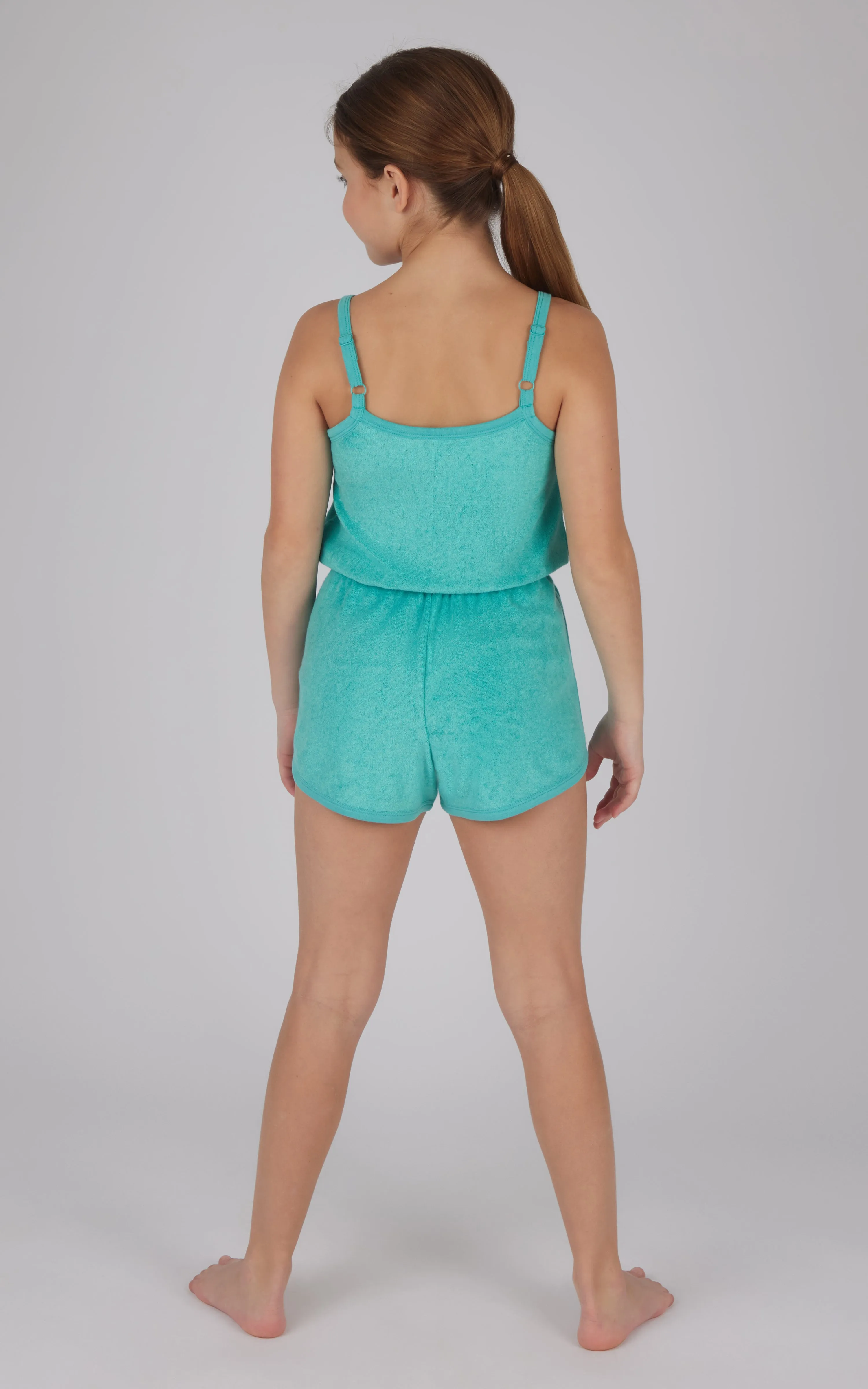 Girls Towel Terry Tie Waist Romper