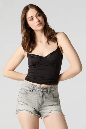 Grey Wash Distressed Denim Short