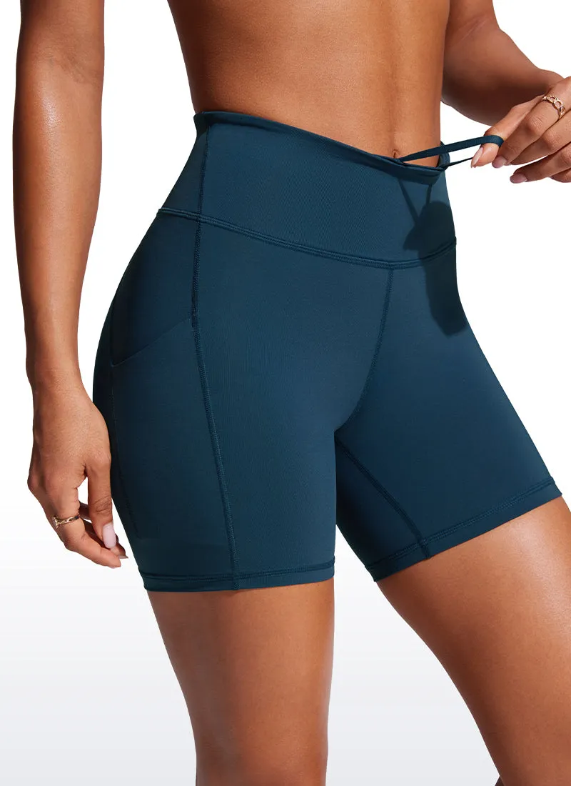 High Waisted Swim Board Shorts with Liner and Pockets 6''