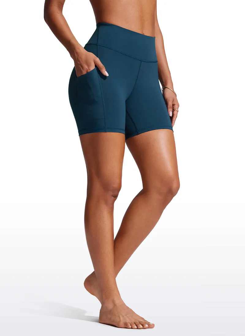 High Waisted Swim Board Shorts with Liner and Pockets 6''