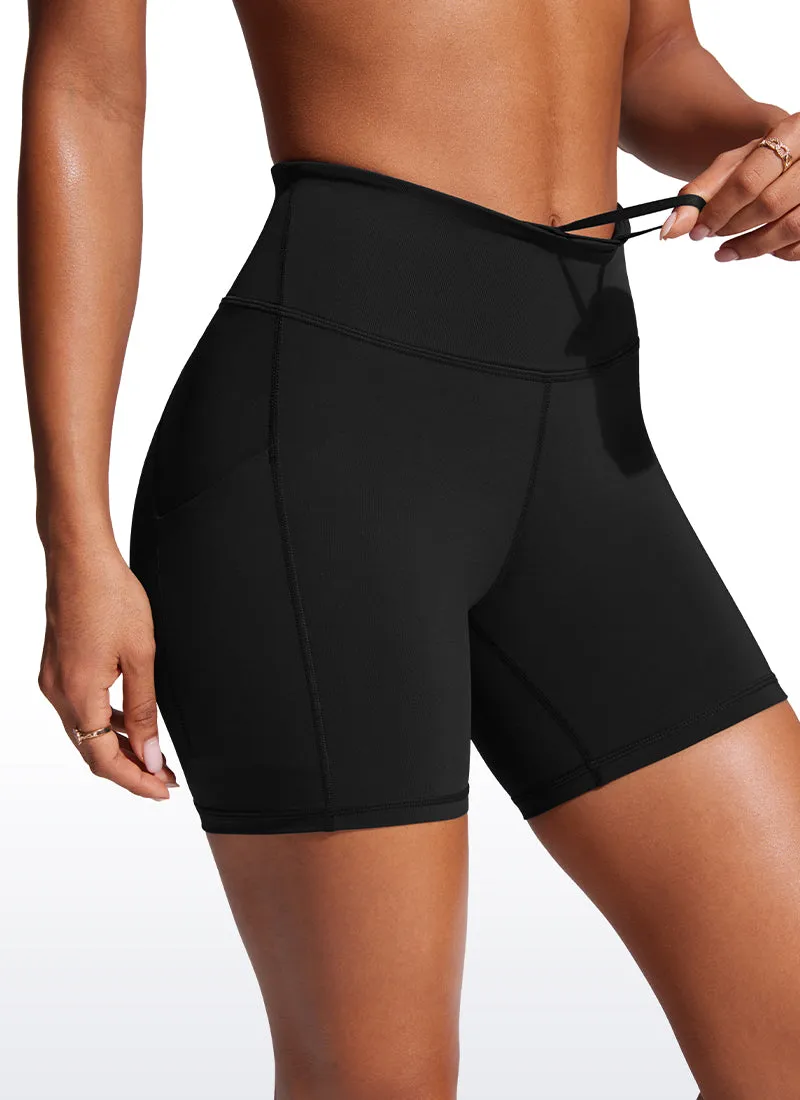 High Waisted Swim Board Shorts with Liner and Pockets 6''