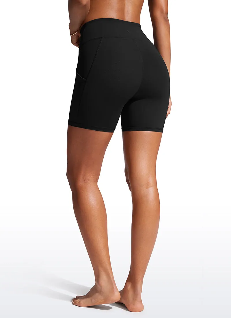 High Waisted Swim Board Shorts with Liner and Pockets 6''