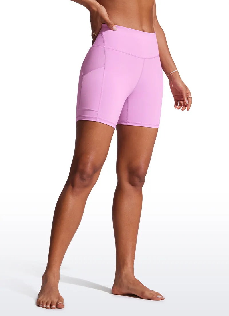 High Waisted Swim Board Shorts with Liner and Pockets 6''