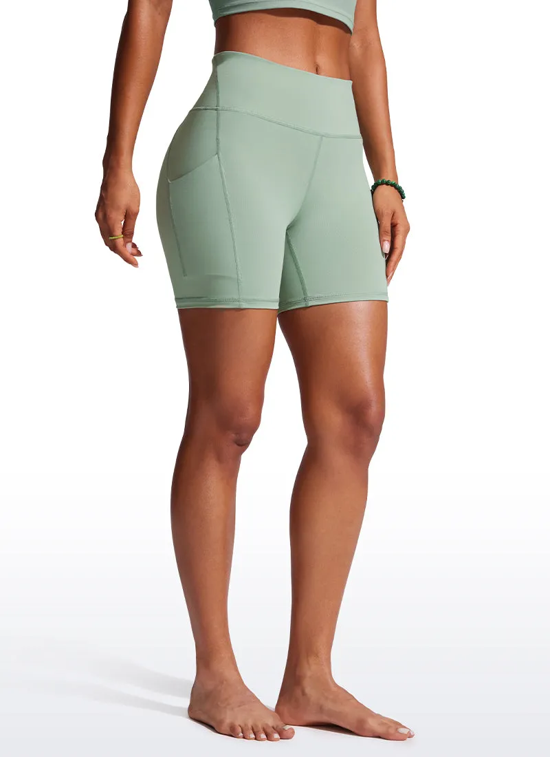 High Waisted Swim Board Shorts with Liner and Pockets 6''
