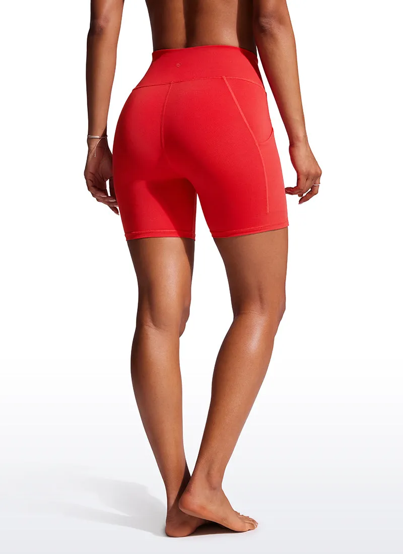 High Waisted Swim Board Shorts with Liner and Pockets 6''