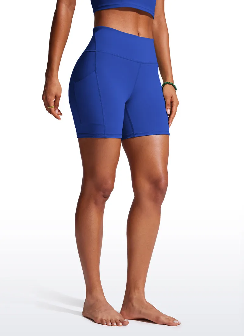 High Waisted Swim Board Shorts with Liner and Pockets 6''