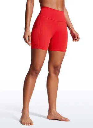 High Waisted Swim Board Shorts with Liner and Pockets 6''