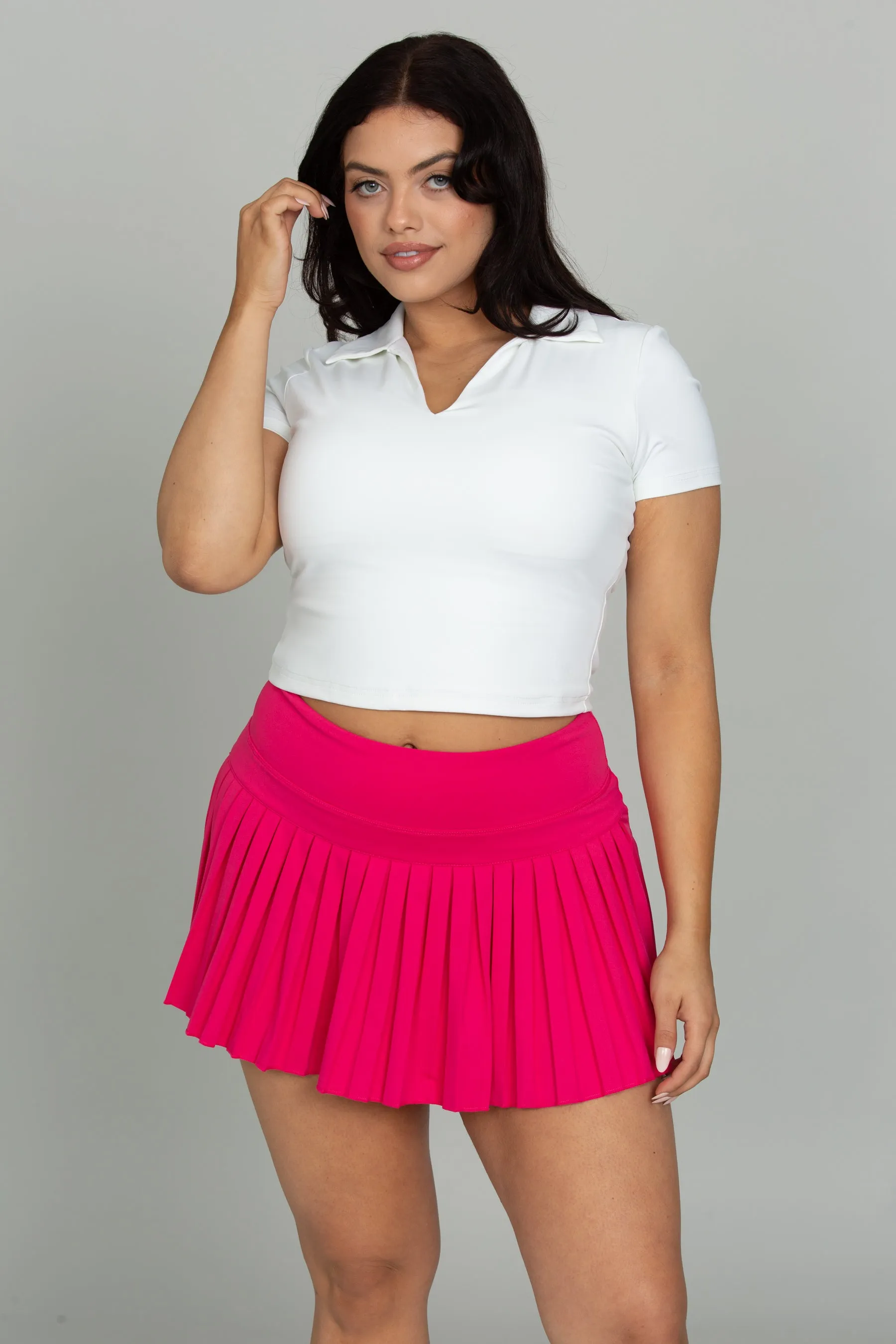 Hot Pink Pleated Tennis Skirt