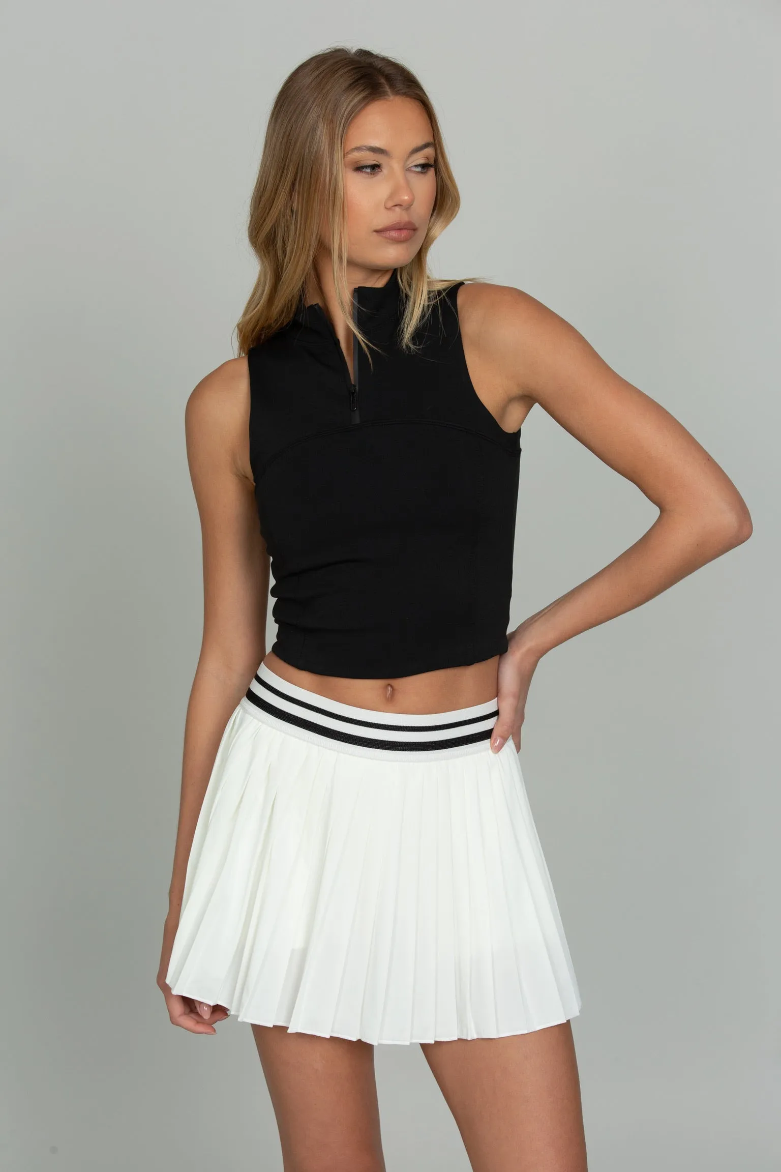 Ivory Striped Tennis Skirt