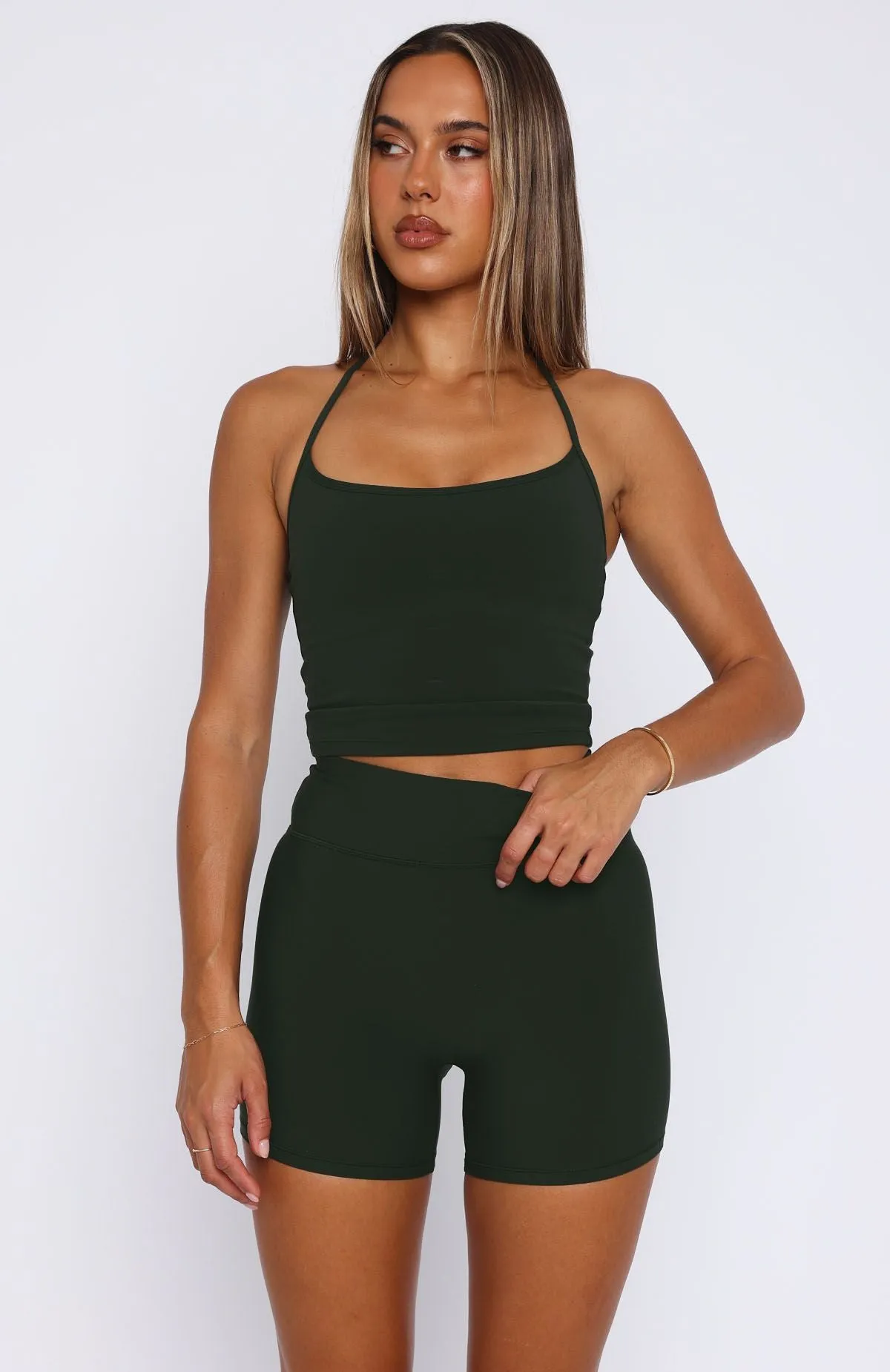 Keep Up High Waisted Shorts 4 Forest