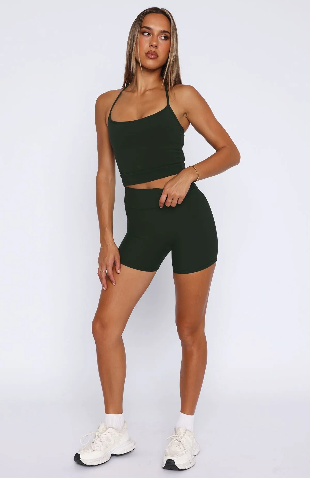 Keep Up High Waisted Shorts 4 Forest