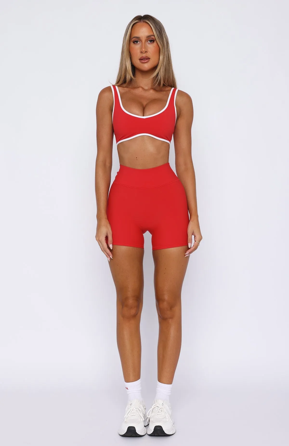 Keep Up High Waisted Shorts 4 Red