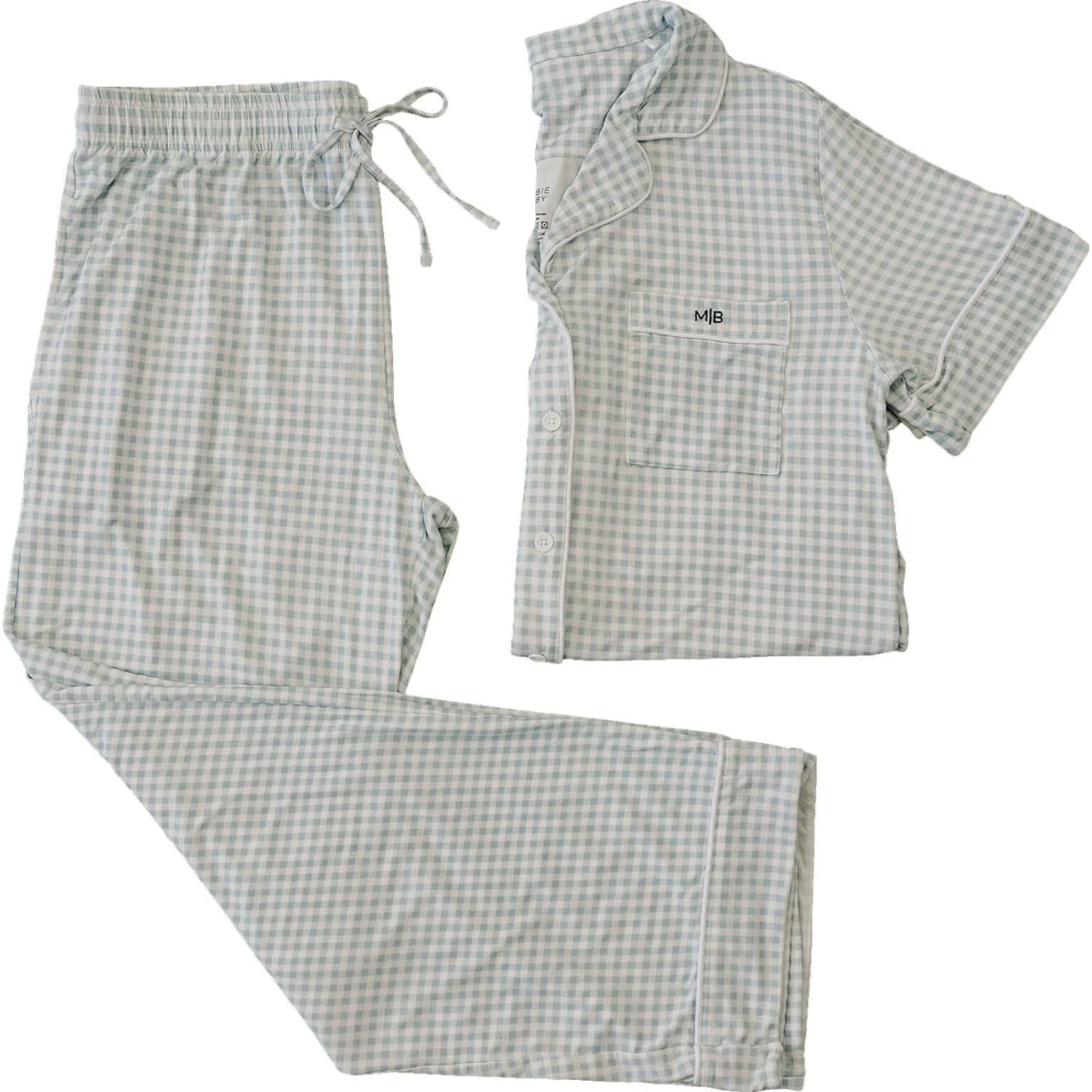 Light Blue Gingham Women's Pajama Set