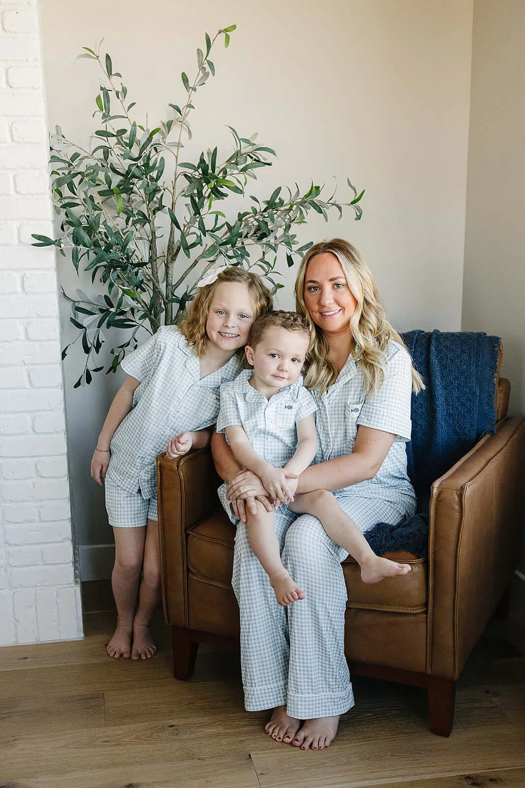 Light Blue Gingham Women's Pajama Set