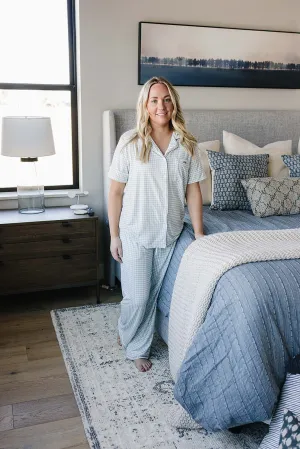 Light Blue Gingham Women's Pajama Set
