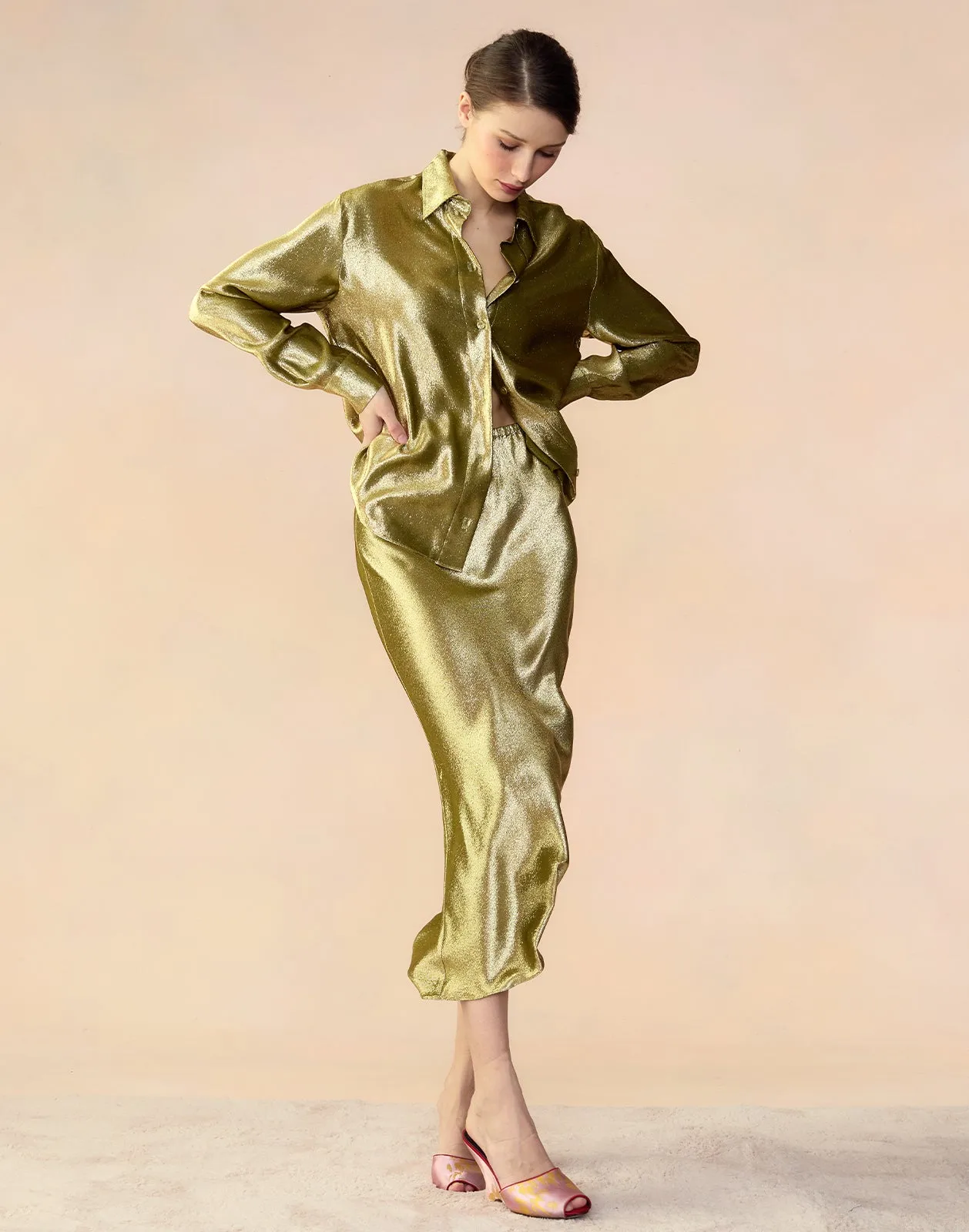 Liquid Gold Lamé Shirt