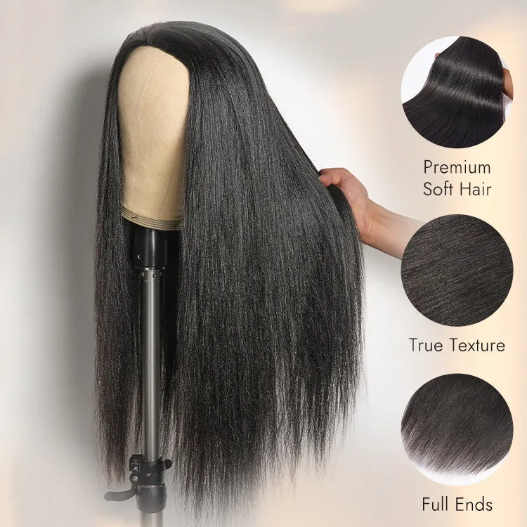Luvme Too Easy Texture™ Wig Yaki Straight Glueless Flexi-Fit Drawstring 3-In-1 Half Wig Human Hair