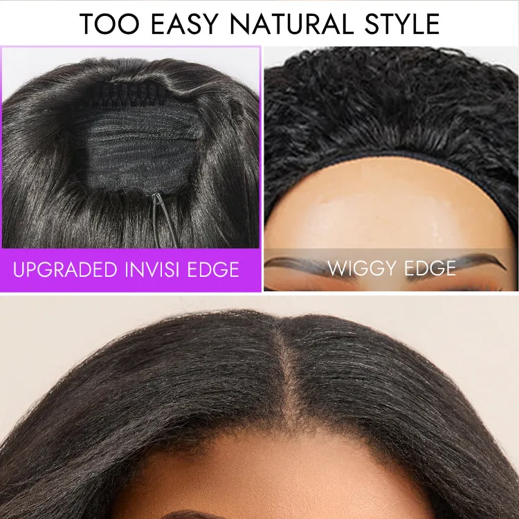Luvme Too Easy Texture™ Wig Yaki Straight Glueless Flexi-Fit Drawstring 3-In-1 Half Wig Human Hair