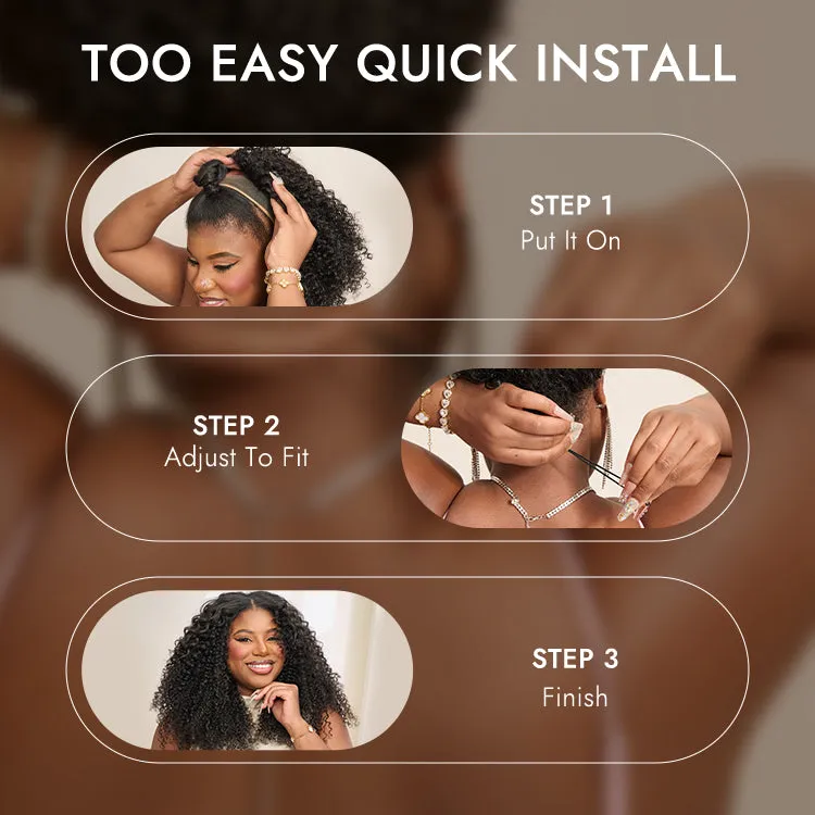 Luvme Too Easy Texture™ Wig Yaki Straight Glueless Flexi-Fit Drawstring 3-In-1 Half Wig Human Hair