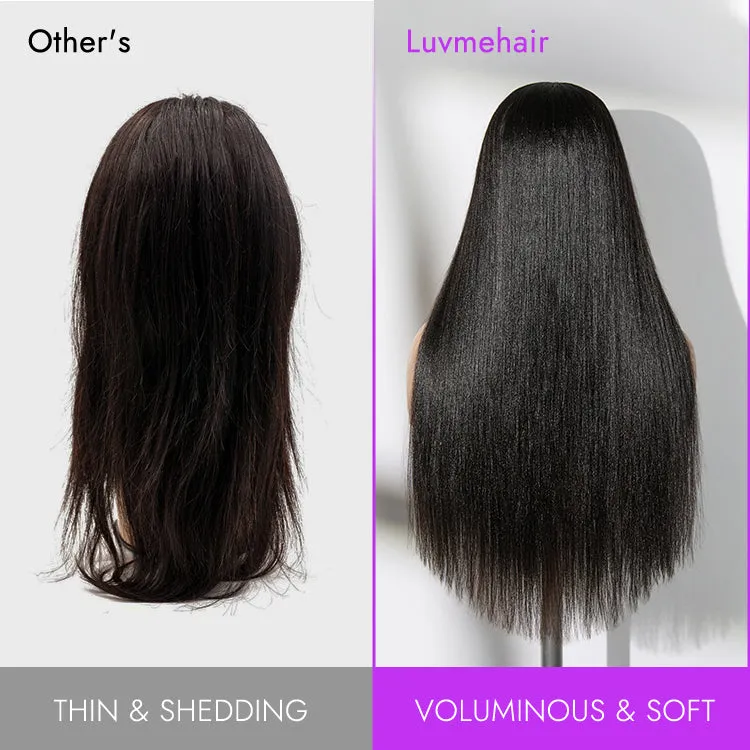 Luvme Too Easy Texture™ Wig Yaki Straight Glueless Flexi-Fit Drawstring 3-In-1 Half Wig Human Hair