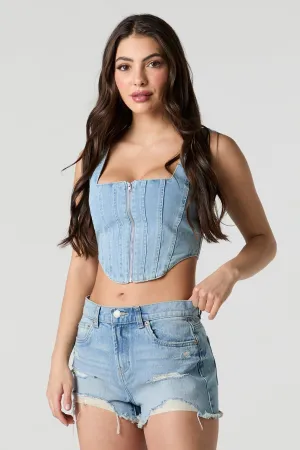 Medium Wash Distressed Denim Short