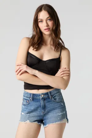 Medium Wash Distressed Denim Short