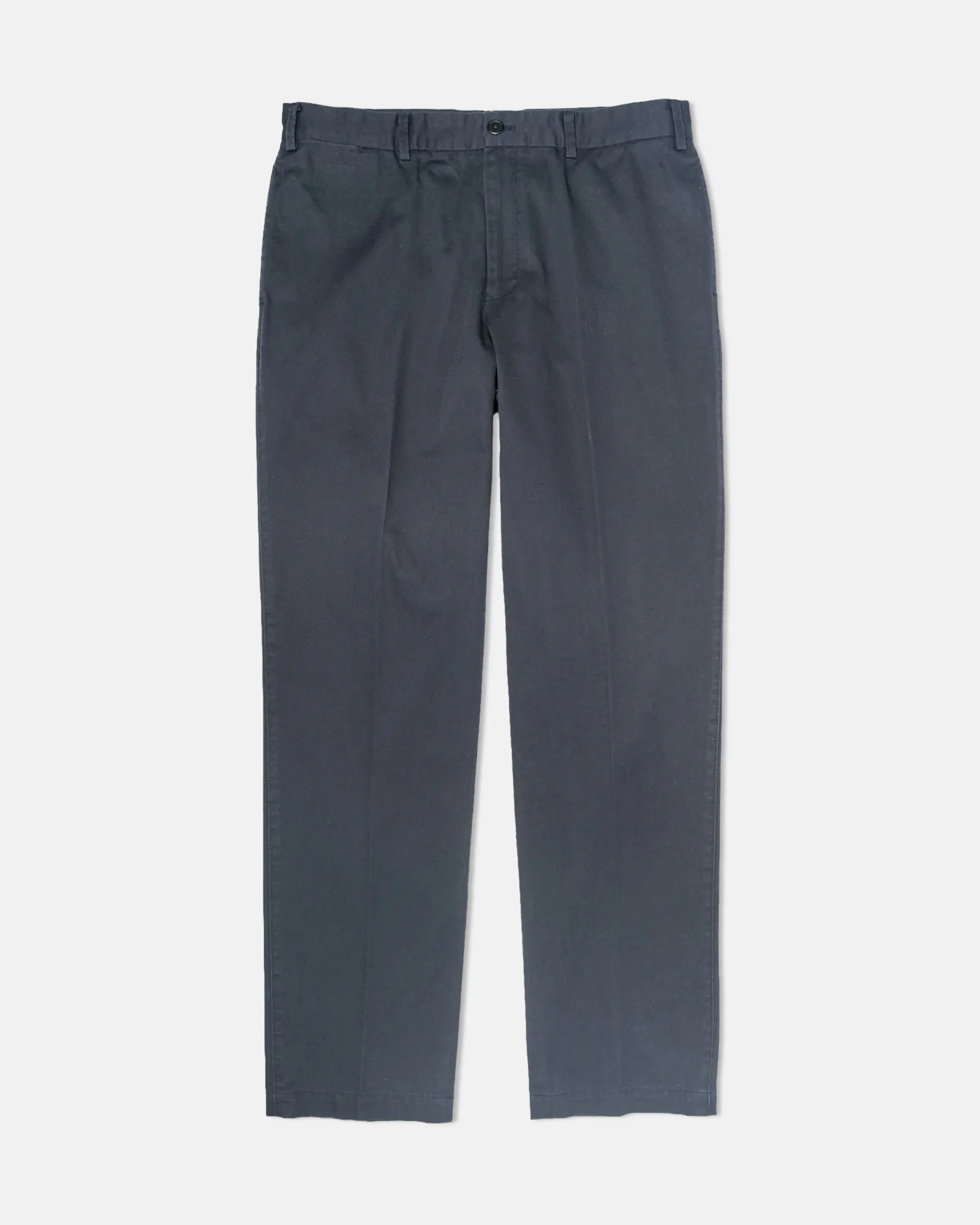 NAVY CINCH-BACK COTTON PANTS - TRIM FIT