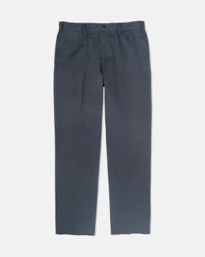 NAVY CINCH-BACK COTTON PANTS - TRIM FIT
