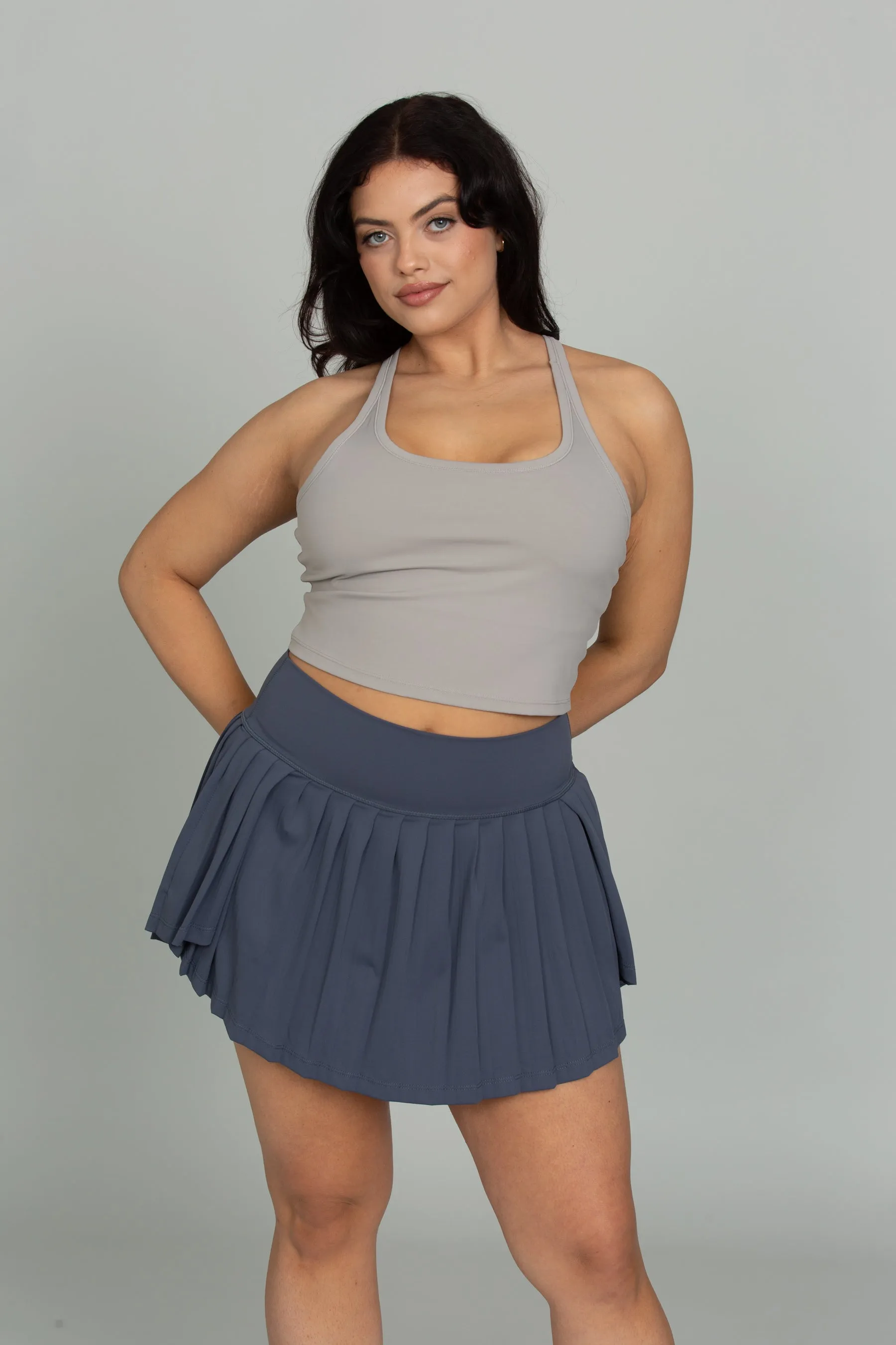 Navy Tiered Pleated Tennis Skirt